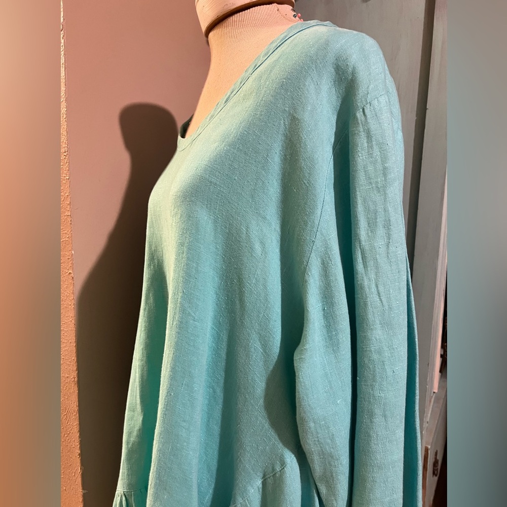 Heart’s Desire by Mary Grace Coastal Blue Ruffle Tunic Shirt Lagenlook XL - Picture 5 of 15